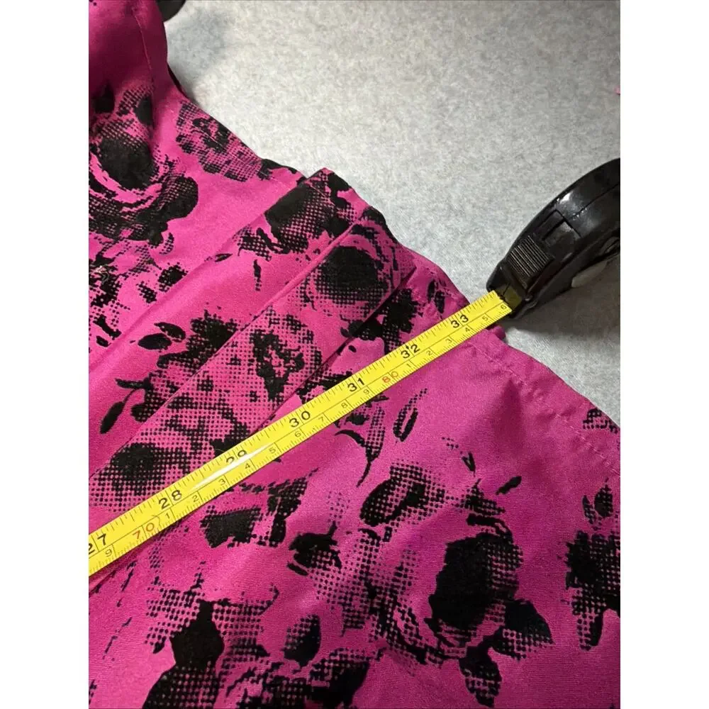 Jona Michelle Girls Hot Pink Black Velvet Flocked Floral Dress Size 12 Party